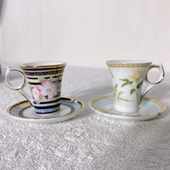 Vintage T. Limoges Casa Elite Miniature Porcelain Teacup & Saucer Sets x2 - Picture 5 of 12